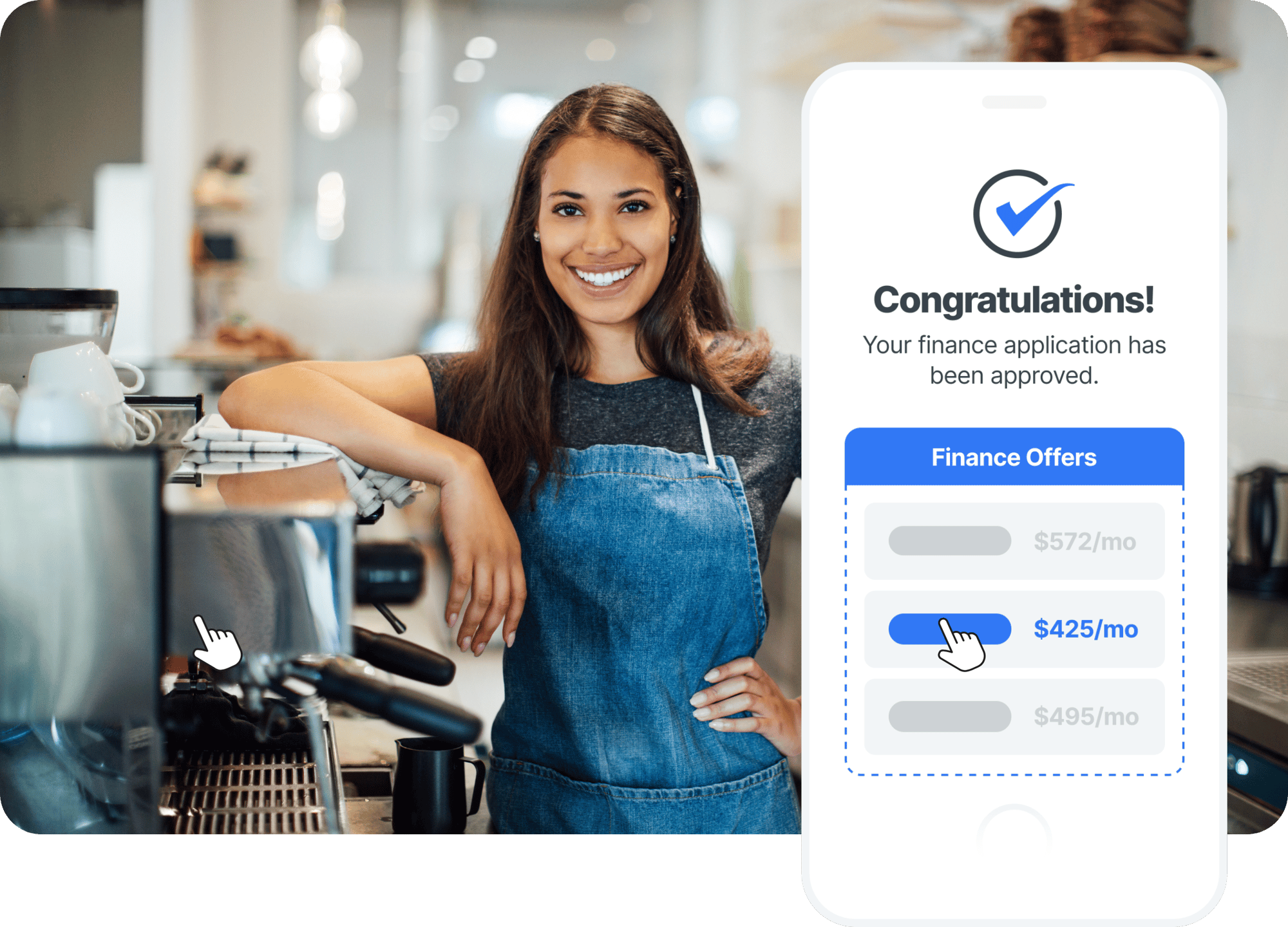 woman choosing equipment financing offer